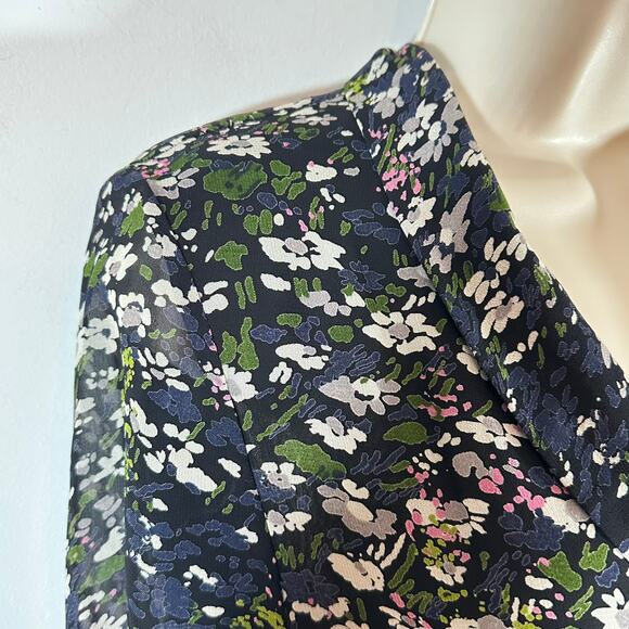 GANNI Black‎ Floral High Low Wrap Dress Womans 42 Large 10 / 12 - Picture 7 of 16